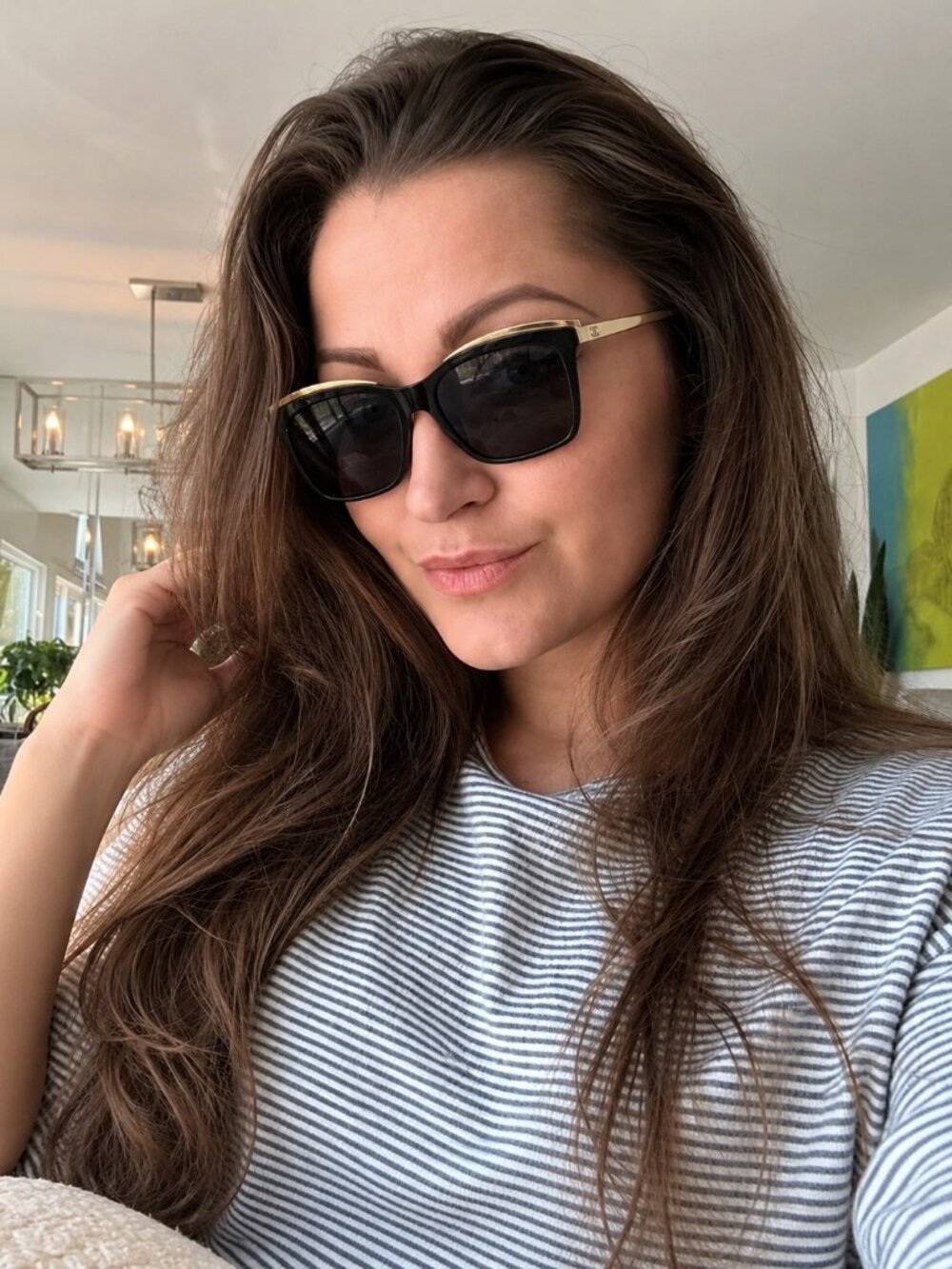CHANEL Black & Gold Square Metal Trim Sunglasses 4301 NWT